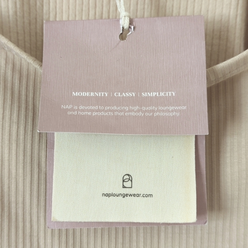 Nap Loungewear Ribbed Knit Bolero Square Neck Long Flared Sleeve Top Cream L — image 6 of 8